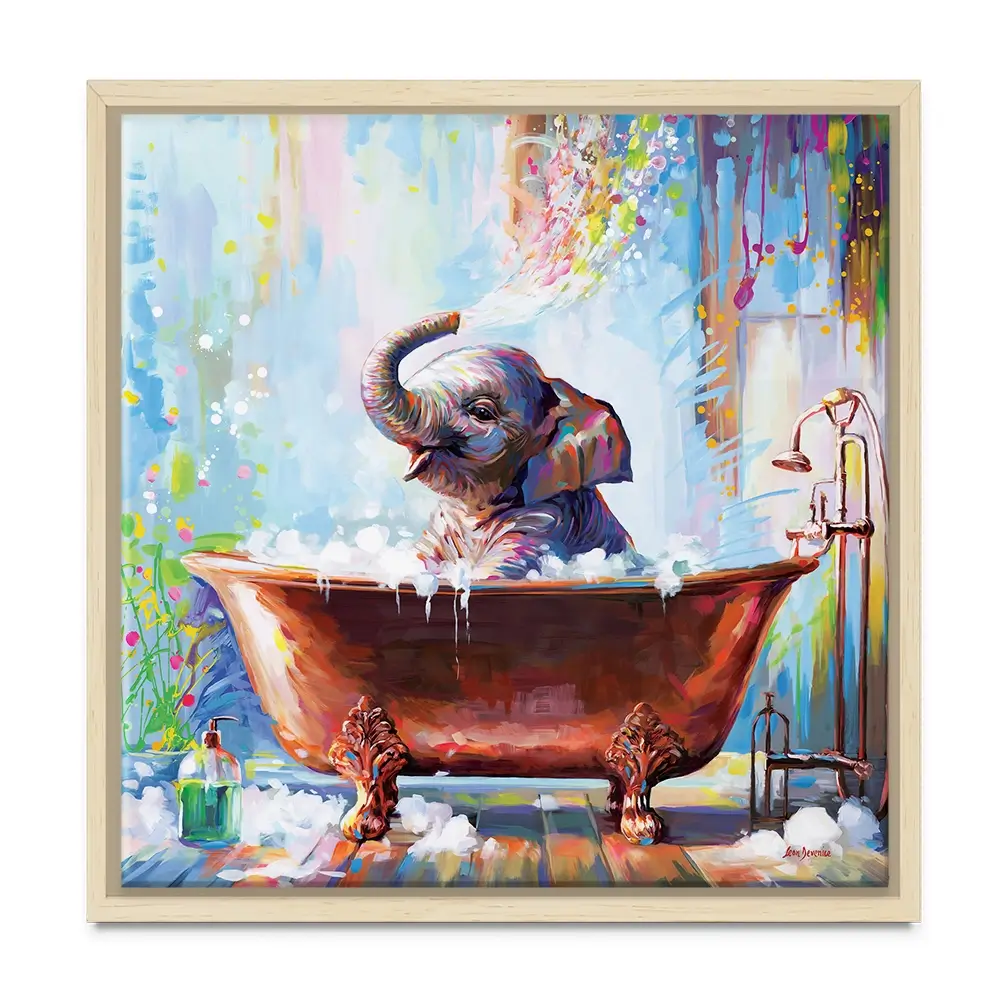 Baby Elephant In Bathtub Canvas Print Baby Elephant In Bathtub Canvas Print wall art product Leon Devenice
