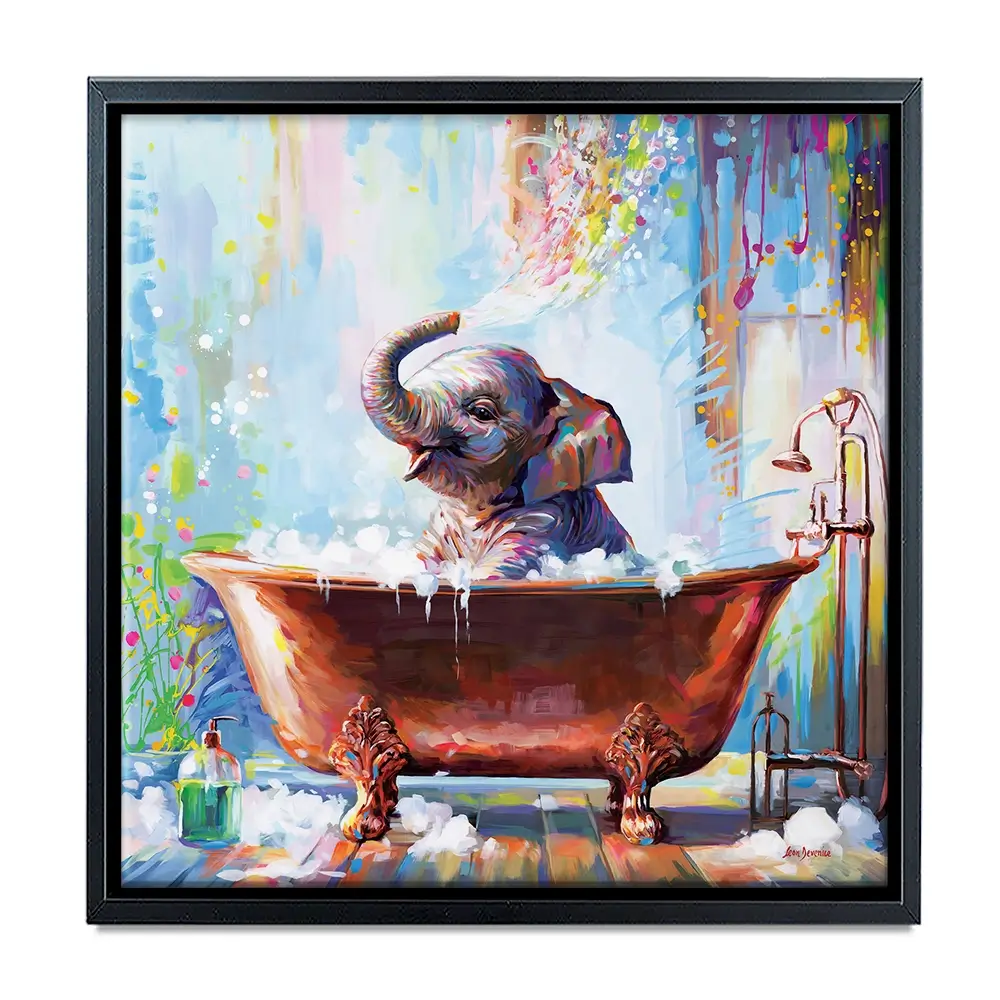 Baby Elephant In Bathtub Canvas Print Baby Elephant In Bathtub Canvas Print wall art product Leon Devenice