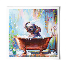Baby Elephant In Bathtub Square Art Print Baby Elephant In Bathtub Square Art Print wall art product Leon Devenice