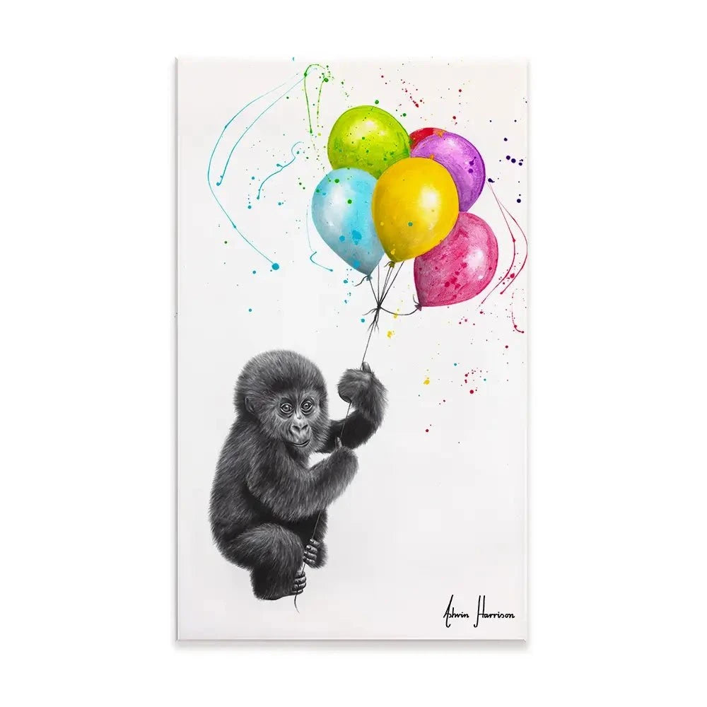 Baby Gorilla And The Balloons Canvas Print Baby Gorilla And The Balloons Canvas Print wall art product Ashvin Harrison