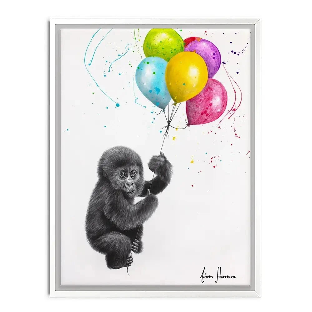 Baby Gorilla And The Balloons Canvas Print Baby Gorilla And The Balloons Canvas Print wall art product Ashvin Harrison