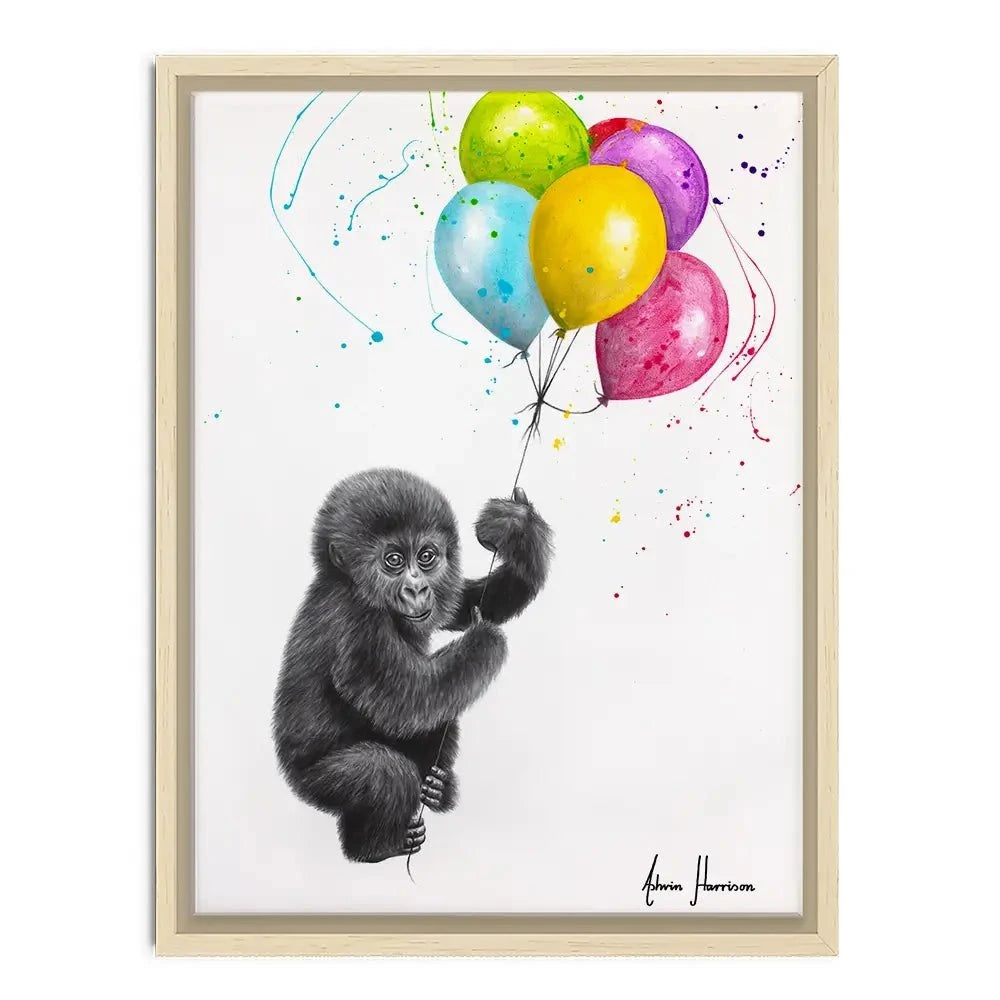 Baby Gorilla And The Balloons Canvas Print Baby Gorilla And The Balloons Canvas Print wall art product Ashvin Harrison