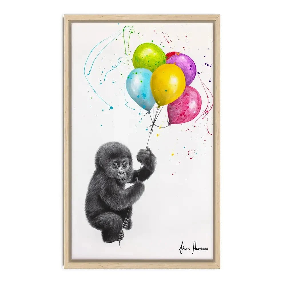 Baby Gorilla And The Balloons Canvas Print Baby Gorilla And The Balloons Canvas Print wall art product Ashvin Harrison
