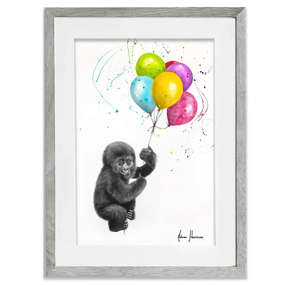 Baby Gorillas And The Balloons Framed Art Print Baby Gorillas And The Balloons Framed Art Print wall art product Ashvin Harrison