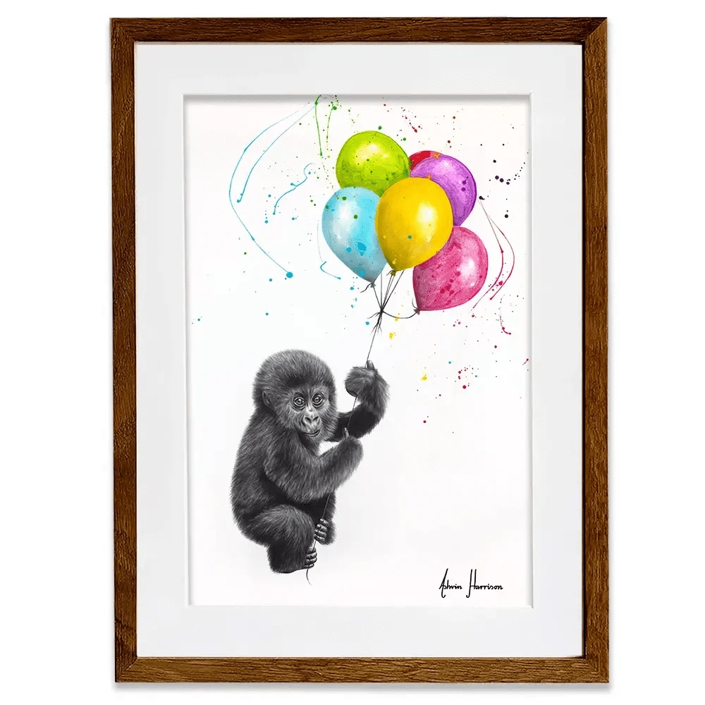 Baby Gorillas And The Balloons Framed Art Print Baby Gorillas And The Balloons Framed Art Print wall art product Ashvin Harrison