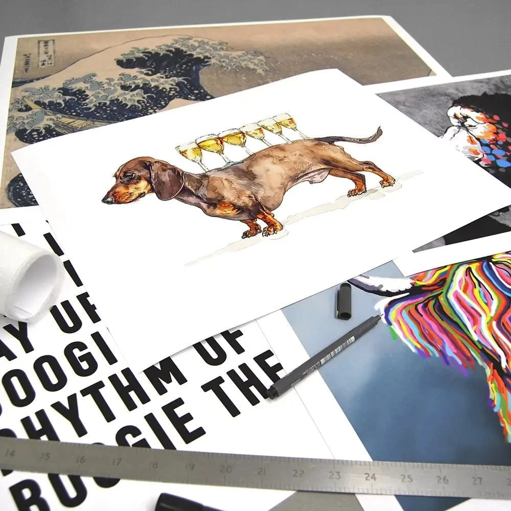 Balancing Dachshund Art Print Balancing Dachshund Art Print wall art product Art Print Shop