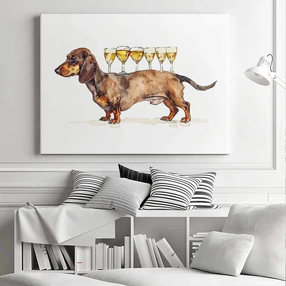 Balancing Dachshund Canvas Print Balancing Dachshund Canvas Print wall art product Art Print Shop