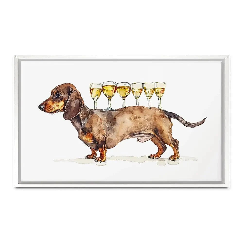 Balancing Dachshund Canvas Print Balancing Dachshund Canvas Print wall art product Art Print Shop