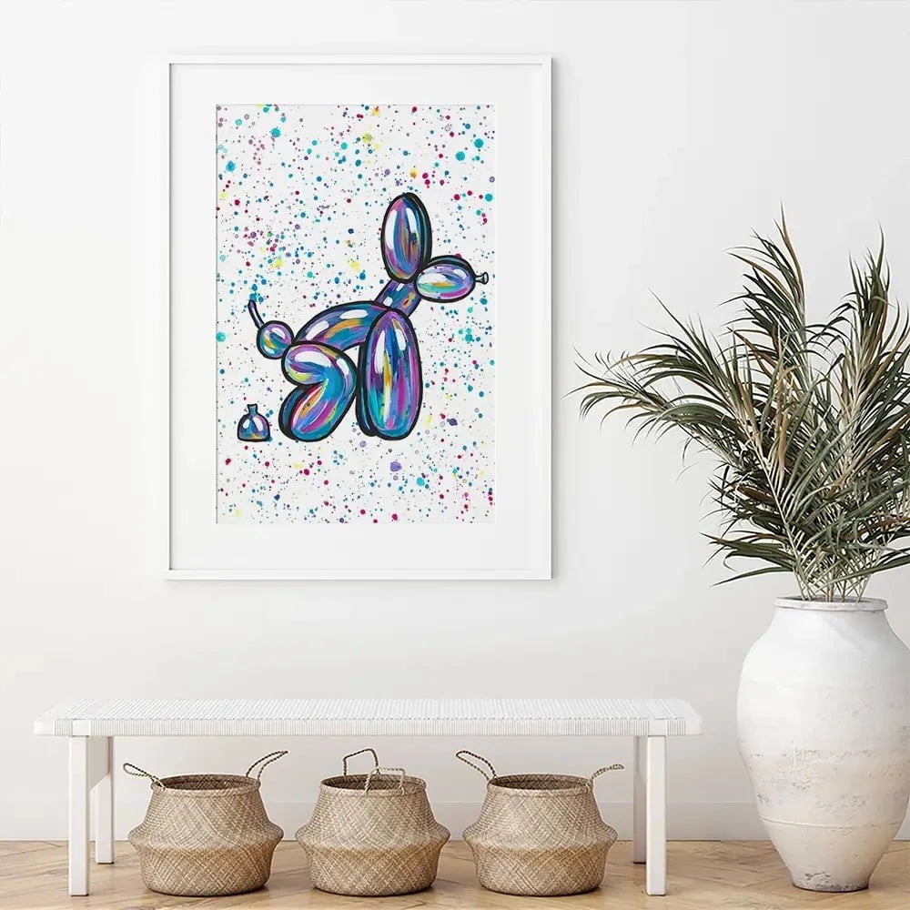 Balloon Dog Pooping Framed Art Print Balloon Dog Pooping Framed Art Print wall art product Emma LC Art