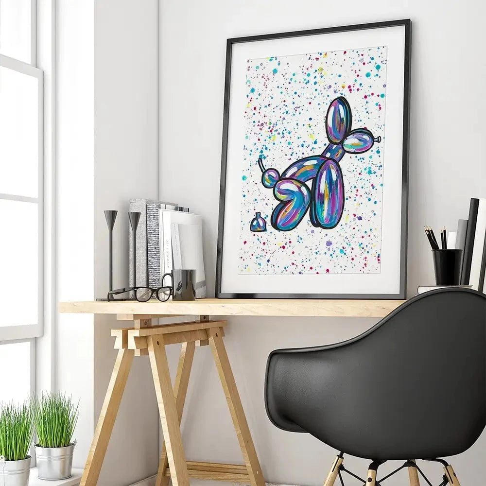 Balloon Dog Pooping Framed Art Print Balloon Dog Pooping Framed Art Print wall art product Emma LC Art