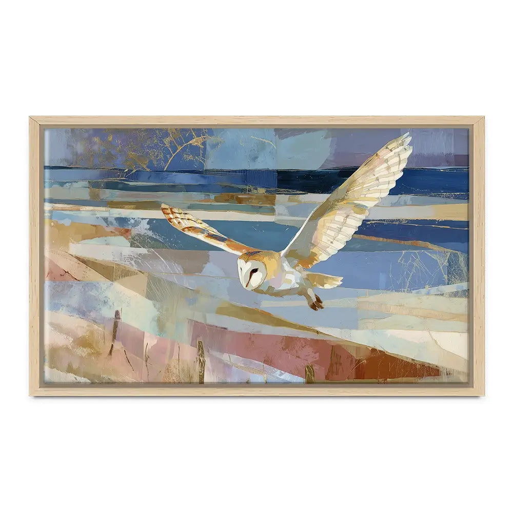 Barn Owl Gliding Over Countryside Canvas Print Barn Owl Gliding Over Countryside Canvas Print wall art product Chromatic Storm Studio