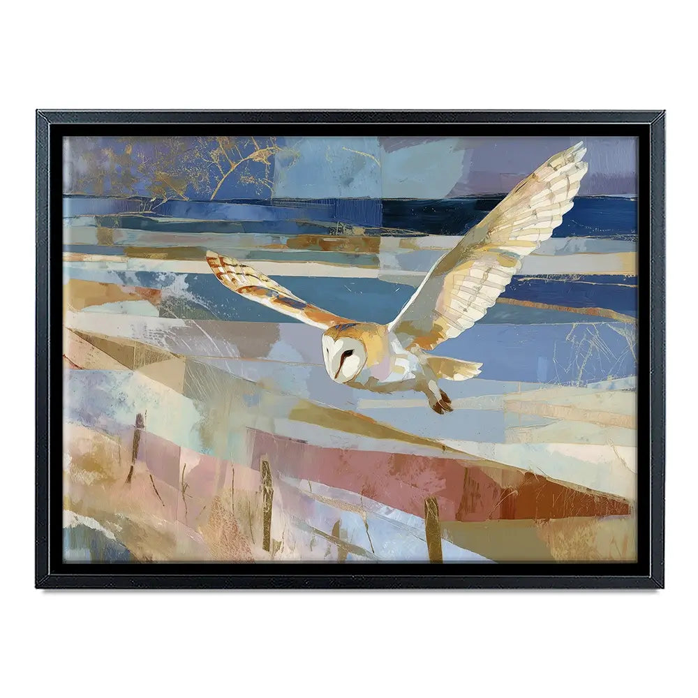 Barn Owl Gliding Over Countryside Canvas Print Barn Owl Gliding Over Countryside Canvas Print wall art product Chromatic Storm Studio