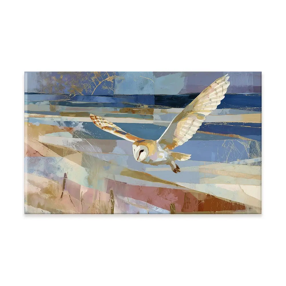 Barn Owl Gliding Over Countryside Canvas Print Barn Owl Gliding Over Countryside Canvas Print wall art product Chromatic Storm Studio