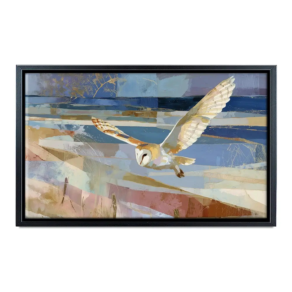 Barn Owl Gliding Over Countryside Oversized Canvas Print Barn Owl Gliding Over Countryside Oversized Canvas Print wall art product Chromatic Storm Studio