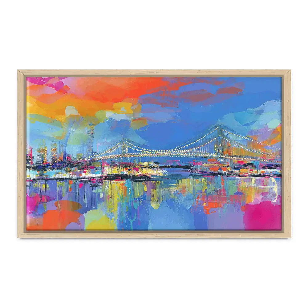 Bay Bridge Aglow Canvas Print Bay Bridge Aglow Canvas Print wall art product Chromatic Storm Studio