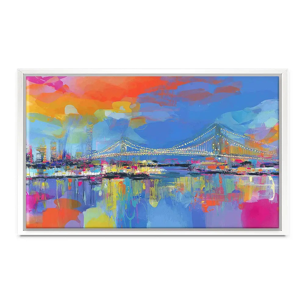 Bay Bridge Aglow Canvas Print Bay Bridge Aglow Canvas Print wall art product Chromatic Storm Studio