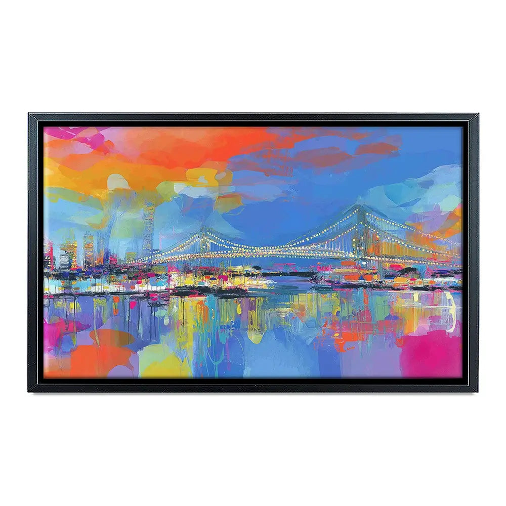 Bay Bridge Aglow Canvas Print Bay Bridge Aglow Canvas Print wall art product Chromatic Storm Studio