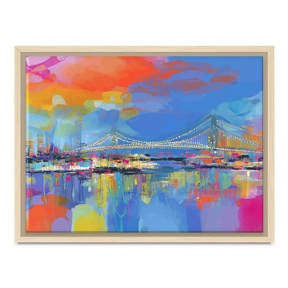 Bay Bridge Aglow Canvas Print Bay Bridge Aglow Canvas Print wall art product Chromatic Storm Studio