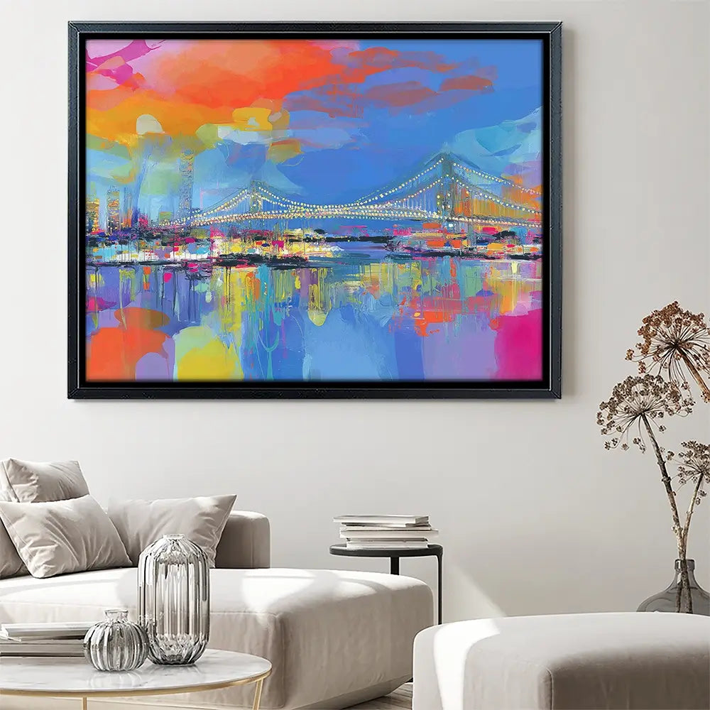 Bay Bridge Aglow Canvas Print Bay Bridge Aglow Canvas Print wall art product Chromatic Storm Studio