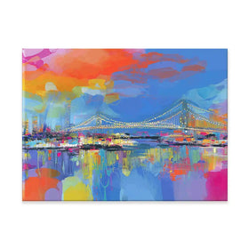 Bay Bridge Aglow Canvas Print Bay Bridge Aglow Canvas Print wall art product Chromatic Storm Studio