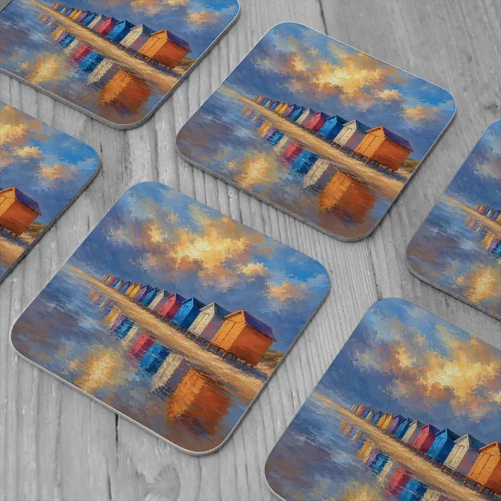 Beach Hut Love Coaster Set Beach Hut Love Coaster Set wall art product David Alexander Elder