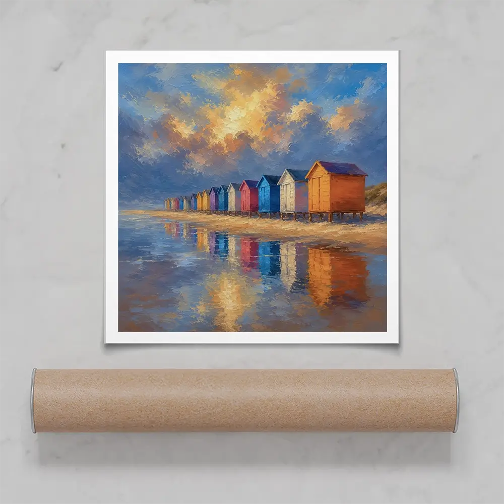 Beach Hut Love Square Art Print Beach Hut Love Square Art Print wall art product David Alexander Elder