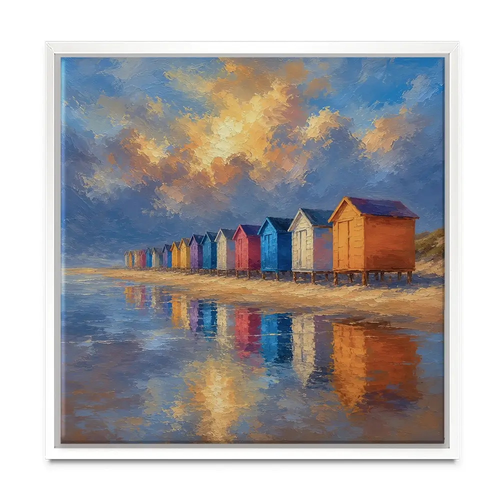 Beach Hut Love Square Canvas Print Beach Hut Love Square Canvas Print wall art product David Alexander Elder