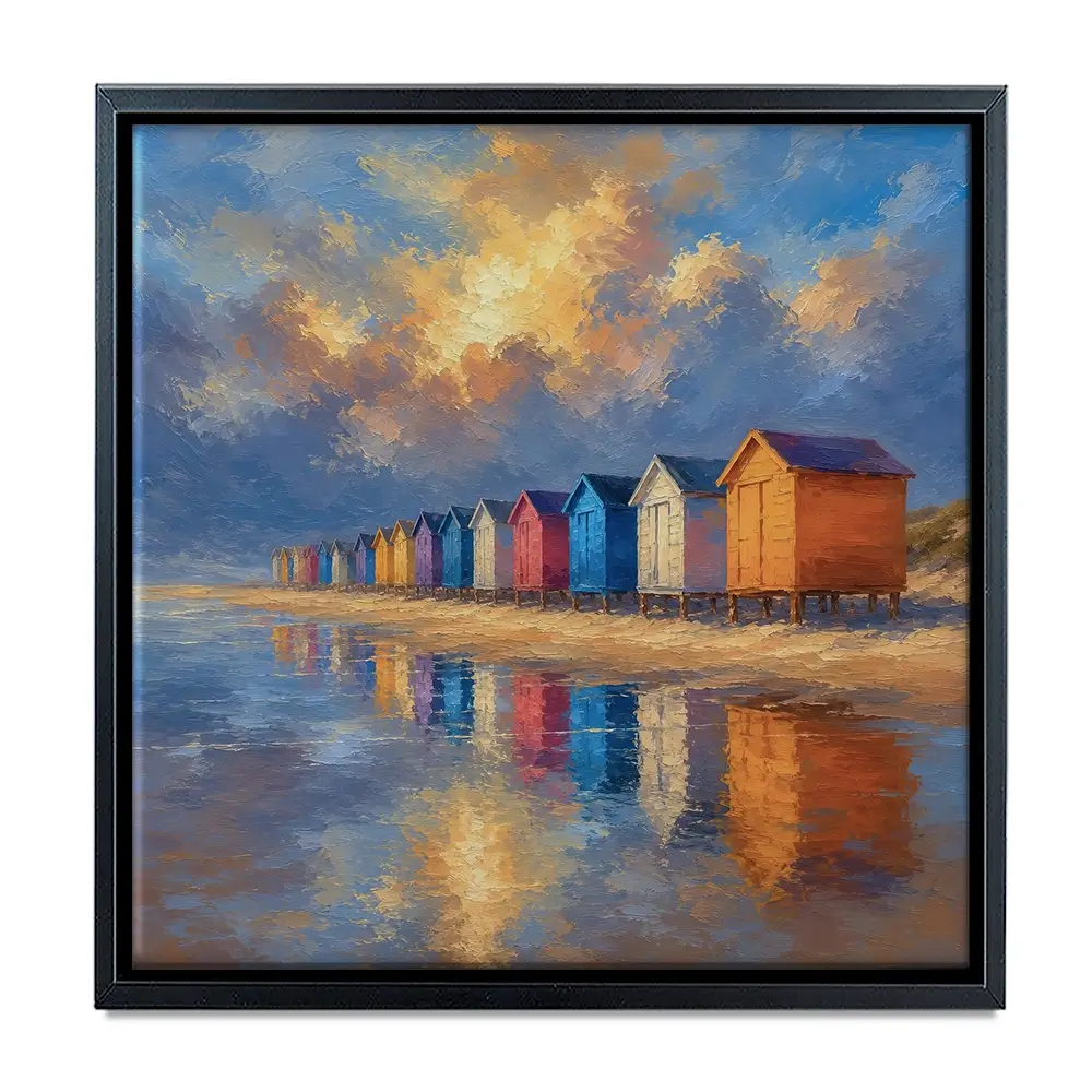 Beach Hut Love Square Canvas Print Beach Hut Love Square Canvas Print wall art product David Alexander Elder
