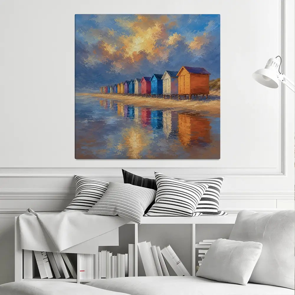 Beach Hut Love Square Canvas Print Beach Hut Love Square Canvas Print wall art product David Alexander Elder