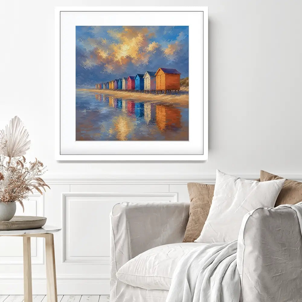 Beach Hut Love Square Framed Art Print Beach Hut Love Square Framed Art Print wall art product David Alexander Elder