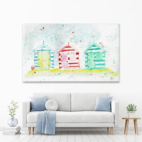 Beach Hut Splash Canvas Print Beach Hut Splash Canvas Print wall art product Jamie Taylor