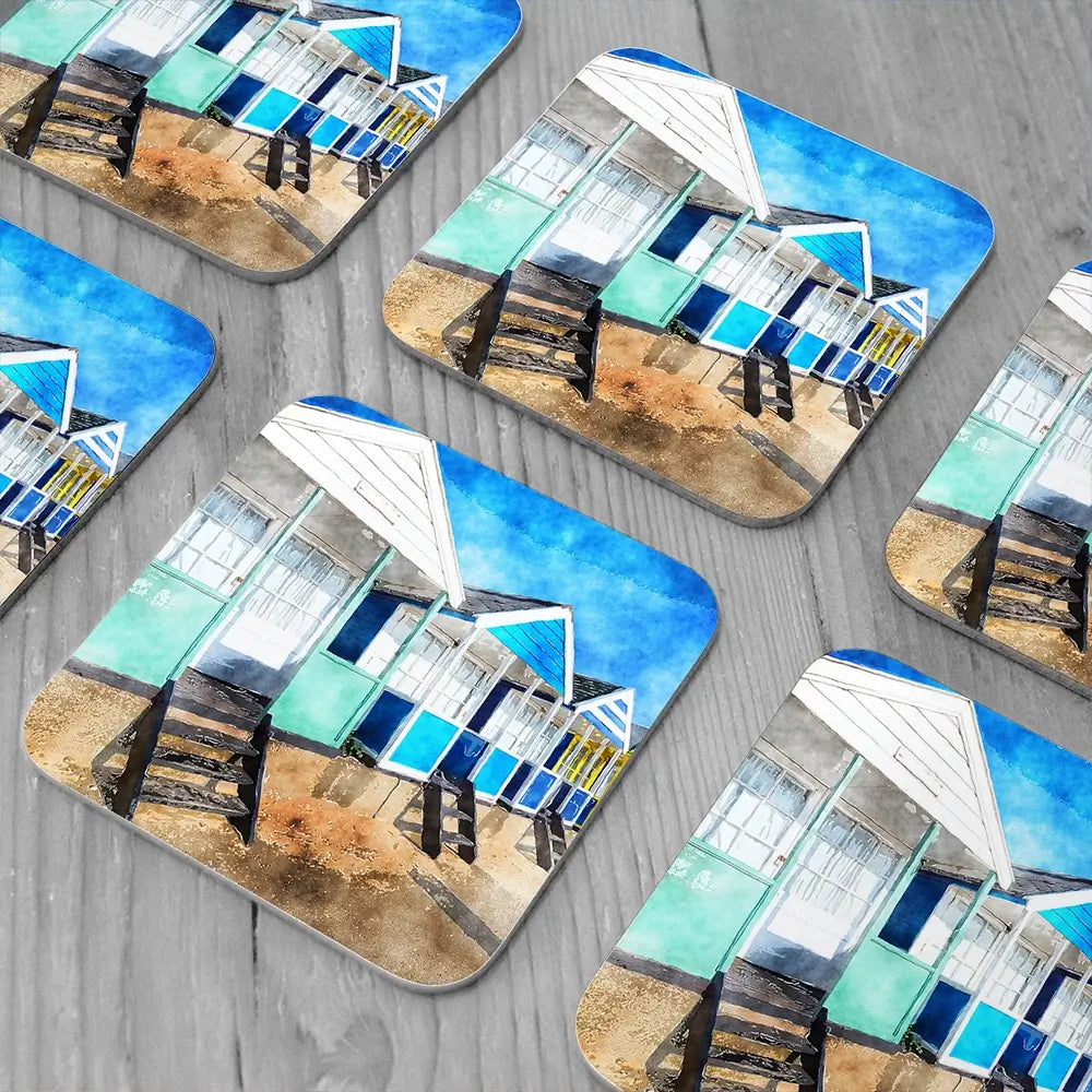 Beach Huts Coaster Set Beach Huts Coaster Set wall art product Helen Hotson / Shutterstock
