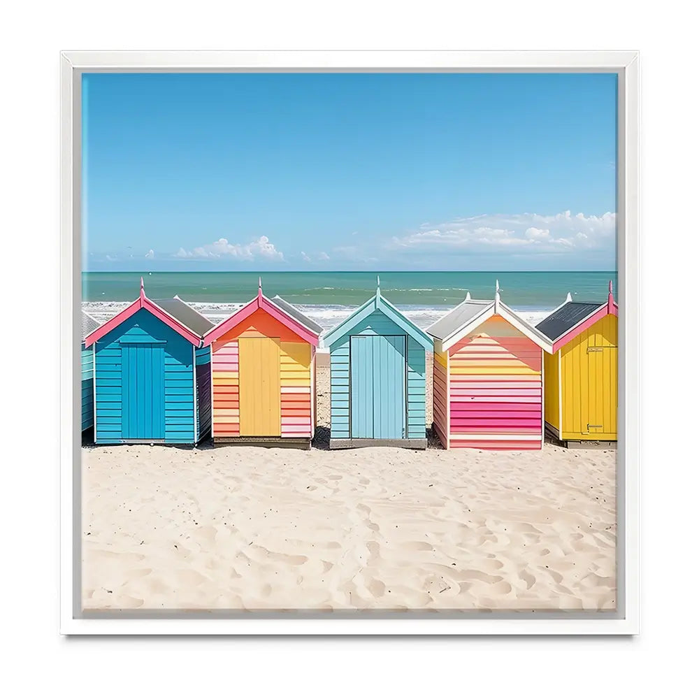 Beach Huts In A Row Oversized Canvas Print Beach Huts In A Row Oversized Canvas Print wall art product Art Print Shop