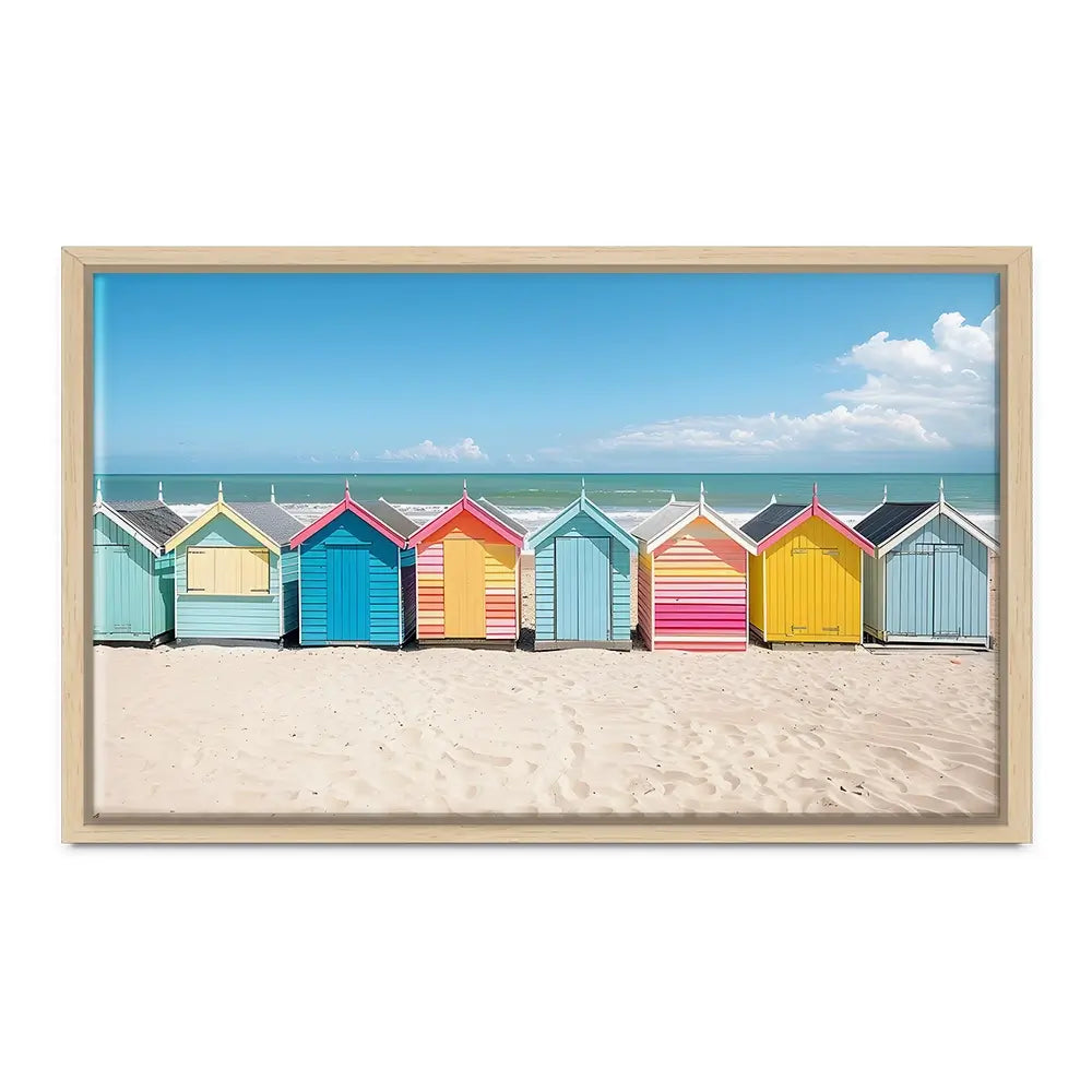 Beach Huts In A Row Oversized Canvas Print Beach Huts In A Row Oversized Canvas Print wall art product Art Print Shop