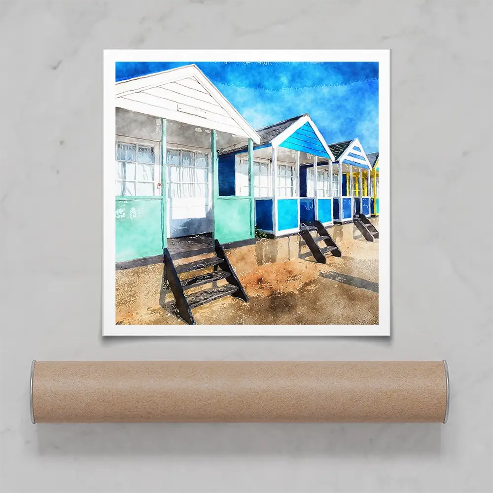 Beach Huts Square Art Print Beach Huts Square Art Print wall art product Helen Hotson / Shutterstock