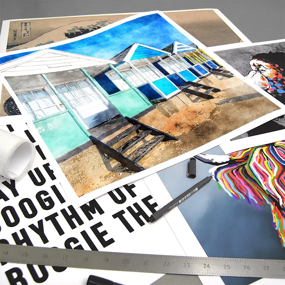 Beach Huts Square Art Print Beach Huts Square Art Print wall art product Helen Hotson / Shutterstock