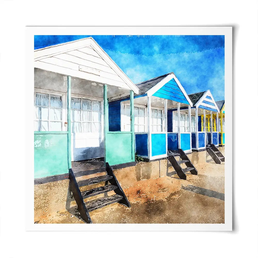 Beach Huts Square Art Print Beach Huts Square Art Print wall art product Helen Hotson / Shutterstock