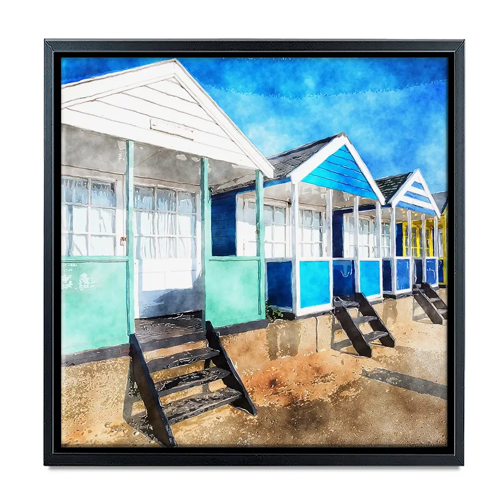 Beach Huts Square Canvas Print Beach Huts Square Canvas Print wall art product Helen Hotson / Shutterstock