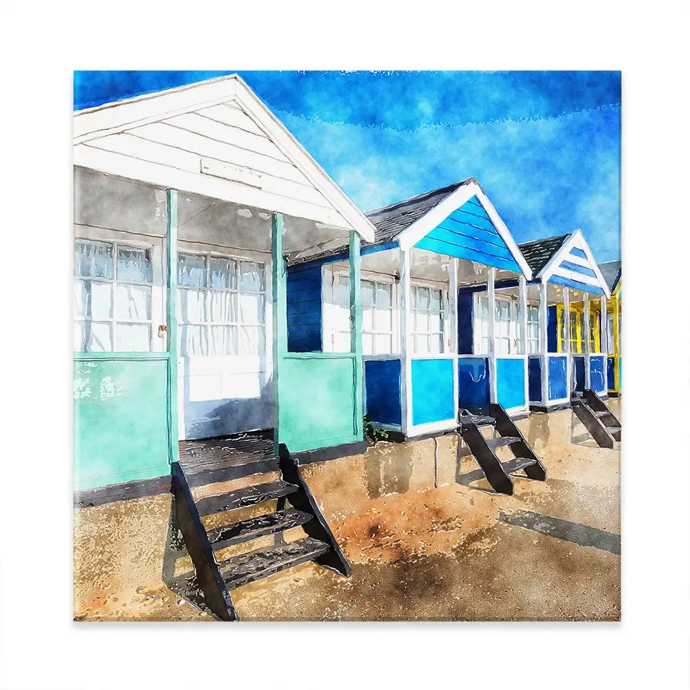 Beach Huts Square Canvas Print Beach Huts Square Canvas Print wall art product Helen Hotson / Shutterstock