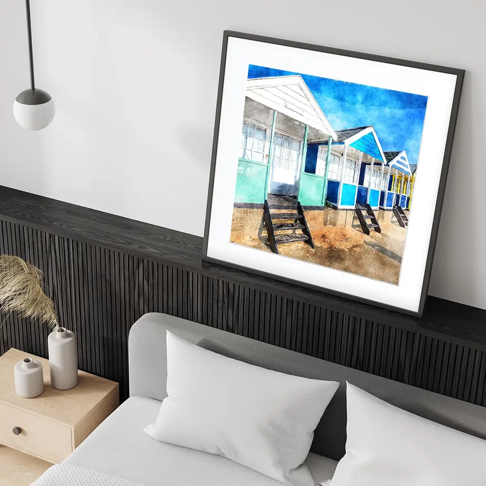 Beach Huts Square Framed Art Print Beach Huts Square Framed Art Print wall art product Helen Hotson / Shutterstock