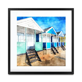 Beach Huts Square Framed Art Print Beach Huts Square Framed Art Print wall art product Helen Hotson / Shutterstock