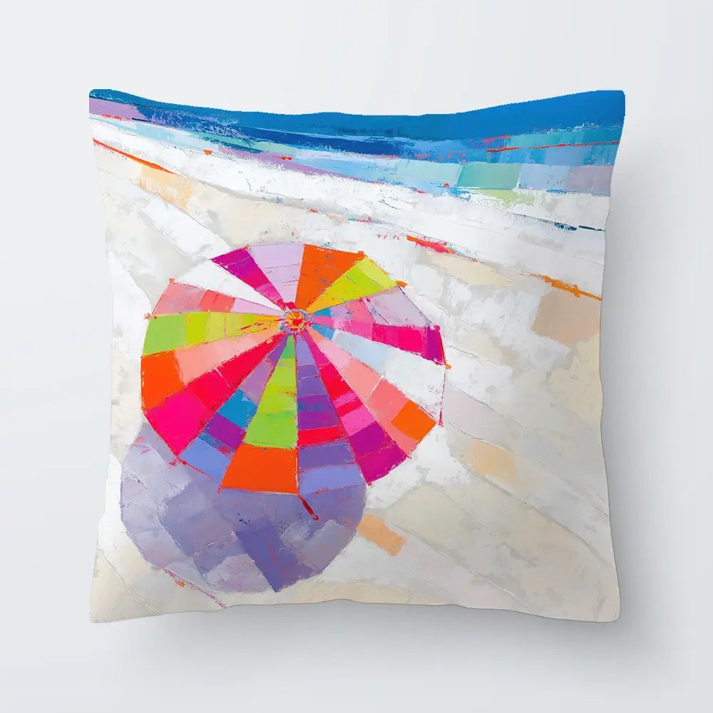 Beach Umbrella From Above Cushion Beach Umbrella From Above Cushion wall art product Chromatic Storm Studio