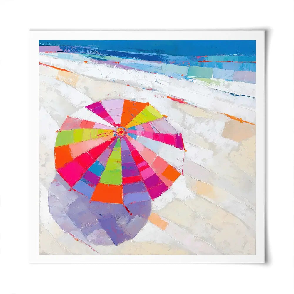 Beach Umbrella From Above Square Art Print Beach Umbrella From Above Square Art Print wall art product Chromatic Storm Studio