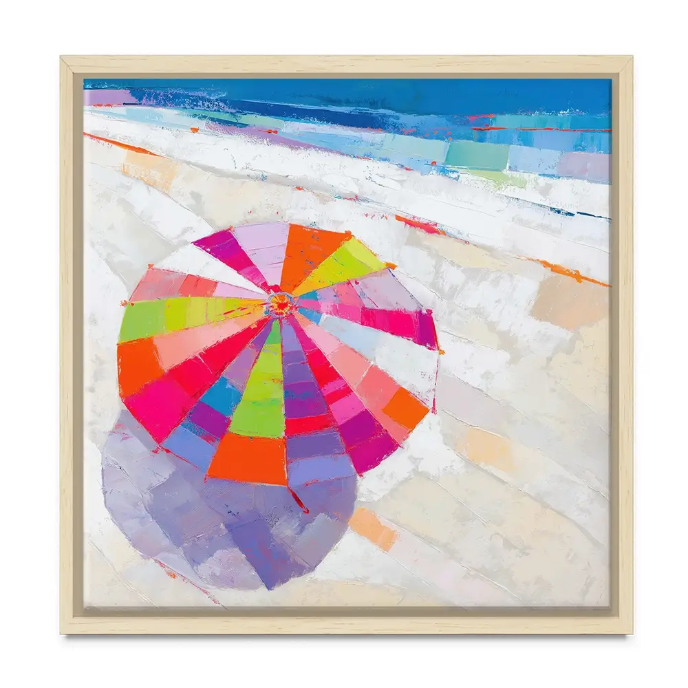 Beach Umbrella From Above Square Canvas Print Beach Umbrella From Above Square Canvas Print wall art product Chromatic Storm Studio