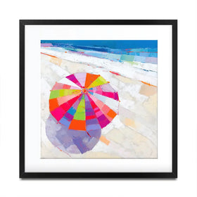 Beach Umbrella From Above Square Framed Art Print Beach Umbrella From Above Square Framed Art Print wall art product Chromatic Storm Studio