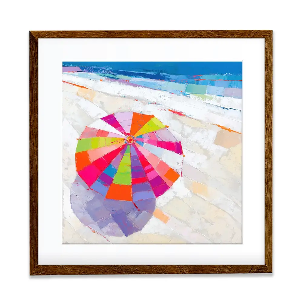 Beach Umbrella From Above Square Framed Art Print Beach Umbrella From Above Square Framed Art Print wall art product Chromatic Storm Studio