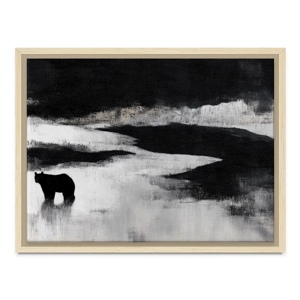 Bear By A River In Foggy Landscape Canvas Print Bear By A River In Foggy Landscape Canvas Print wall art product Chromatic Storm Studio