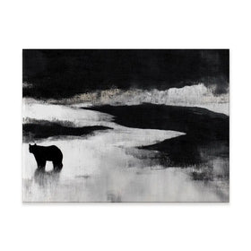 Bear By A River In Foggy Landscape Canvas Print Bear By A River In Foggy Landscape Canvas Print wall art product Chromatic Storm Studio