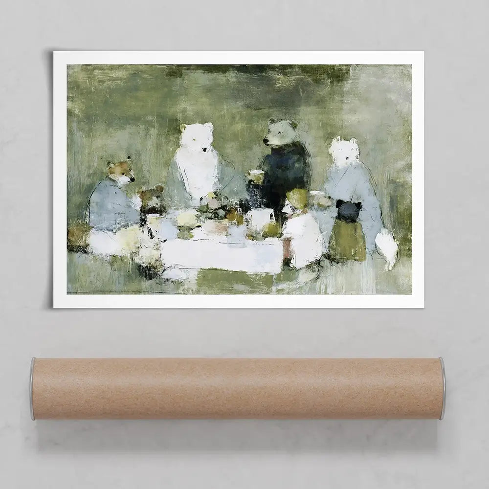 Bears At The Table Art Print Bears At The Table Art Print wall art product Chromatic Storm Studio