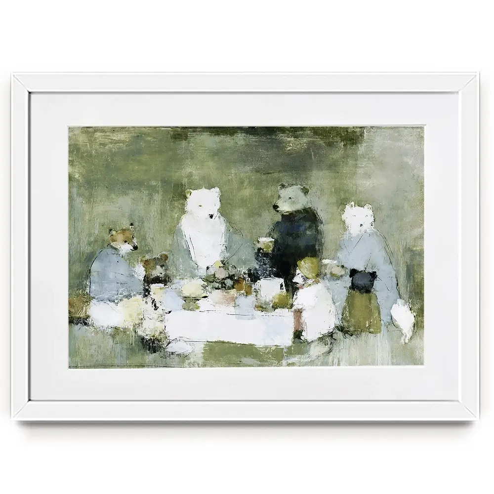 Bears At The Table Framed Art Print Bears At The Table Framed Art Print wall art product Chromatic Storm Studio